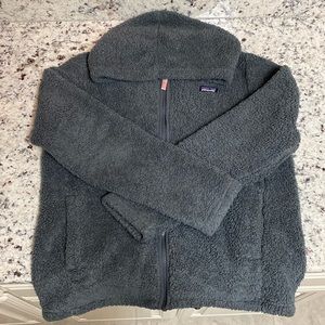 Patagonia Gray Fuzzy Jacket With Hood Girl’s XXL
